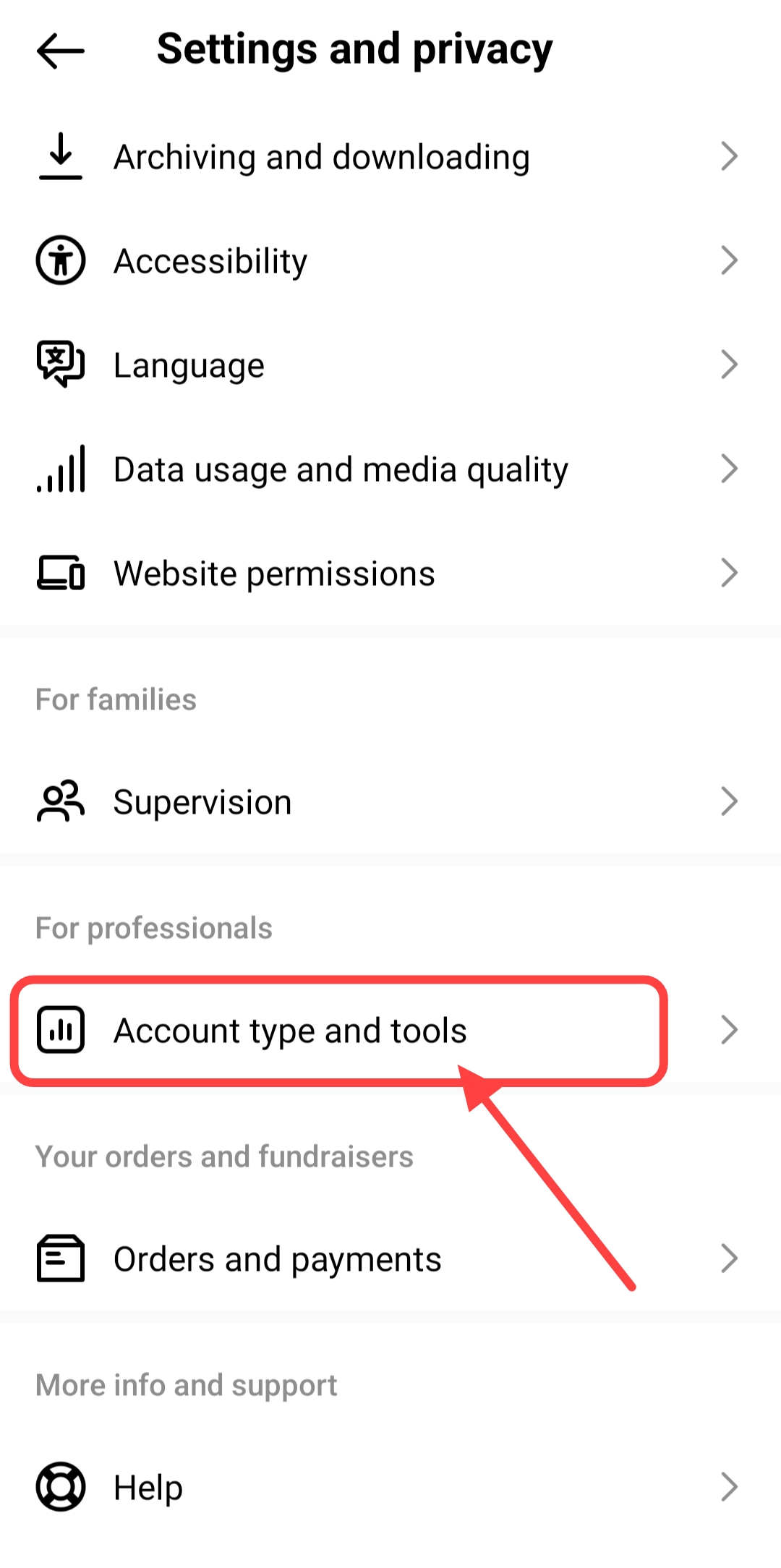 account type and tools 