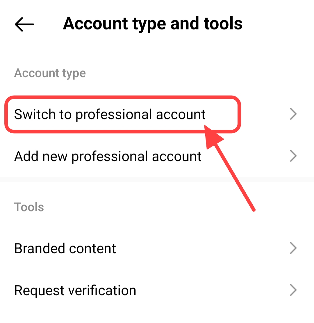 switch to professional account and add new professional account