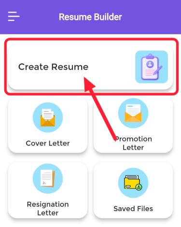 Click on create resume