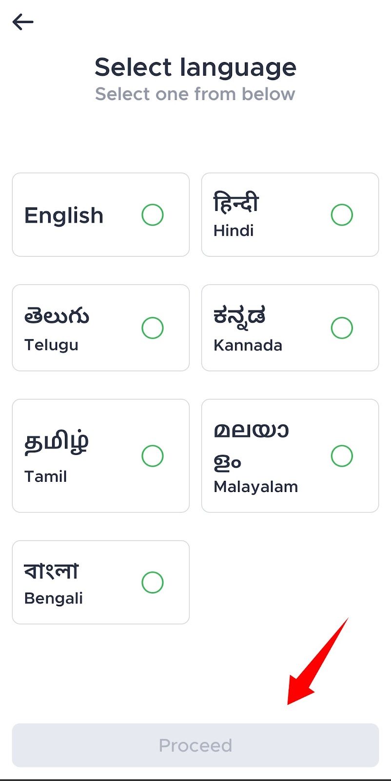 Choose ur language in zomat app