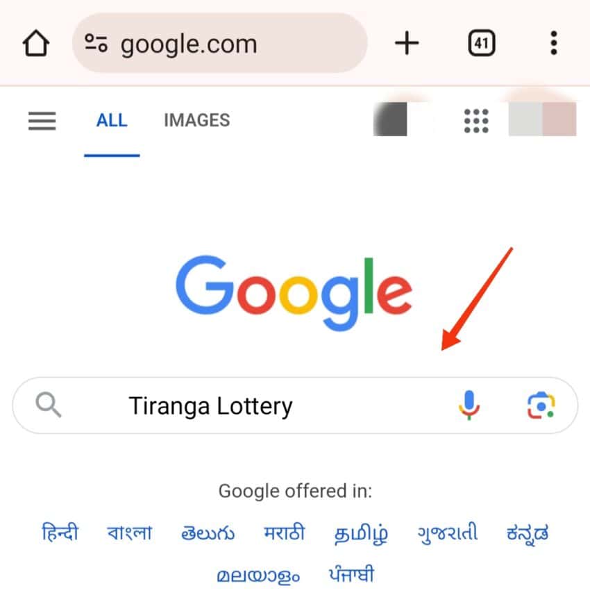 Google Search baar me Tiranga Lottery Type - Tiranga Game App